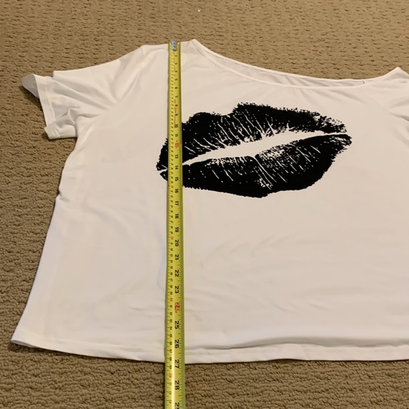 SHEIN Curve 3XL black/white off shoulder T-shirt NWOT - Picture 3 of 9